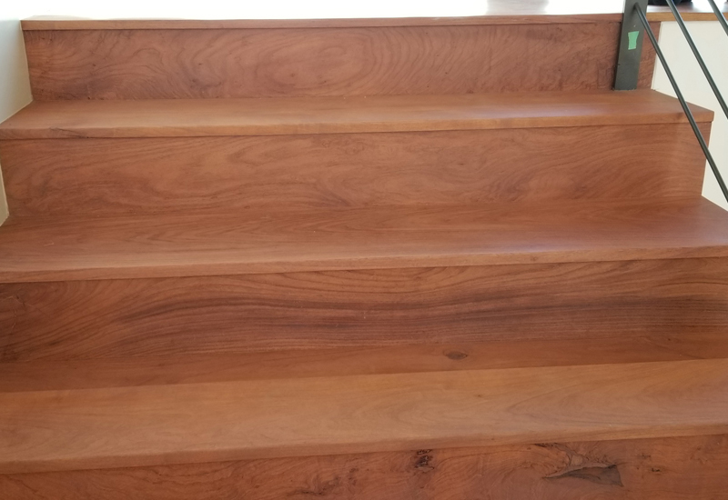 Mesquite staircase, treads and risers, finished matte Rubio